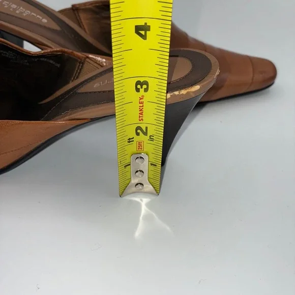 Liz Claiborne Mallory Tan Leather Pointed Toe Mules Shoes Women 6.5M Career Chic - Picture 8 of 12